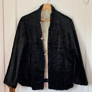 Vintage faux fur and satin, reversible jacket